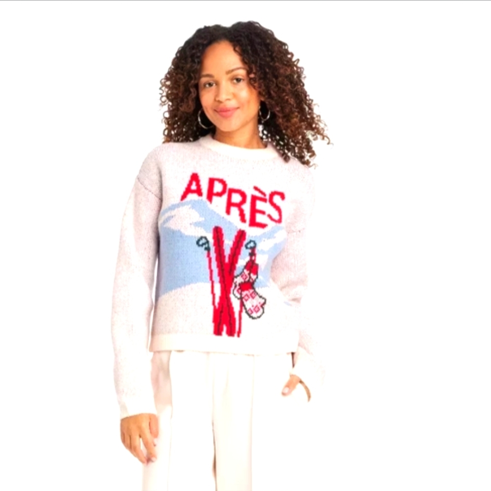 a new day Women's Après Graphic Sweater - Red, Blue, White